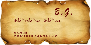Böröcz Géza névjegykártya