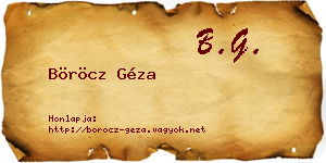 Böröcz Géza névjegykártya