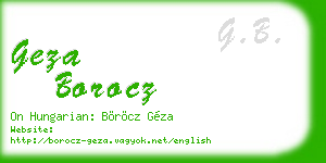 geza borocz business card
