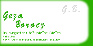 geza borocz business card